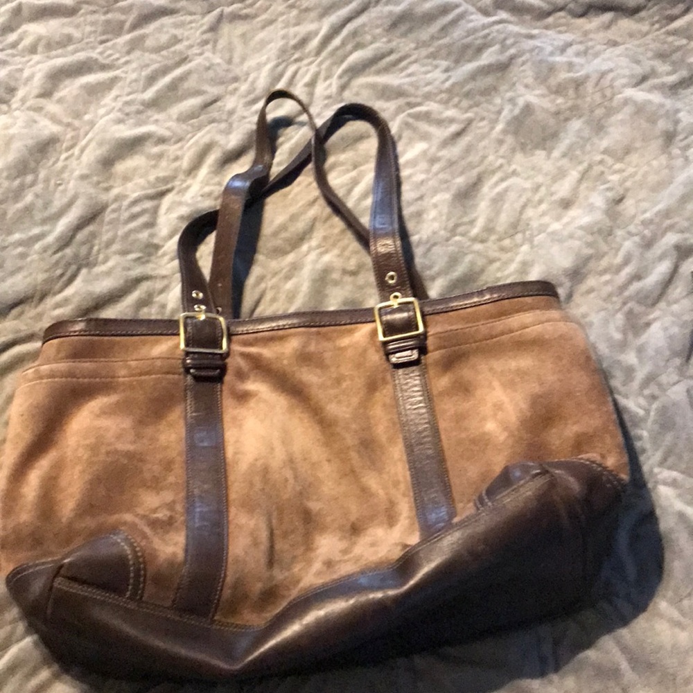 Leather coach diaper bag
